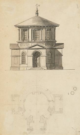 Design for a Temple Upon a Greek Cross Plan: Plan and Elevation