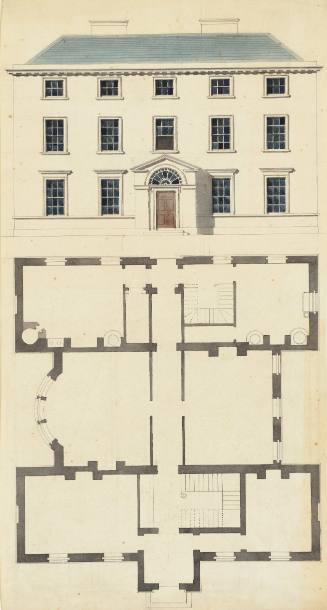 Design  for a Country House of Five Bays  and Two and a Half Stories: Plan and Elevation