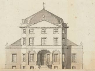 Design for a Country House with a Three-and-a-half Story Center and Single Story Lean-to Bays: Elevation