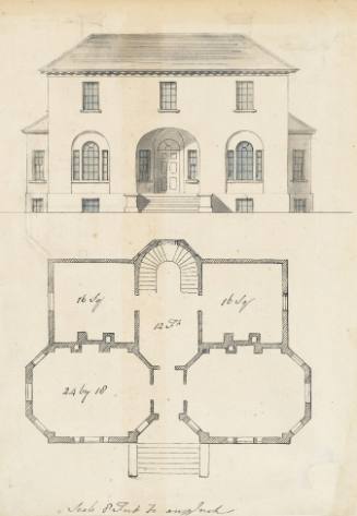 Design for a Small Country House with a Plan Composed of Polygonal Shapes: Plan and Elevation