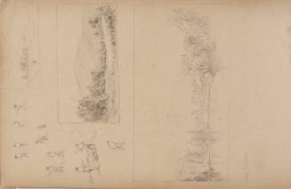 Sketches of farmers working the land; and three compositional landscape studies, August 10, 1859, Shelburne, from the Nova Scotia and New Hampshire Subjects Sketchbook