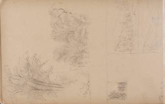 Sketch of trees and river; and three compositional landscape sketches, from the Nova Scotia and New Hampshire Subjects Sketchbook