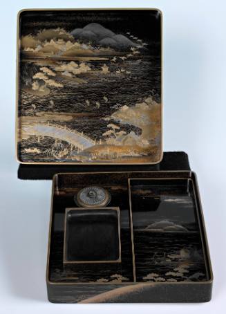 Inkstone Box (Suzuribako) with Eight Views of Omi (Omi-hakkei)