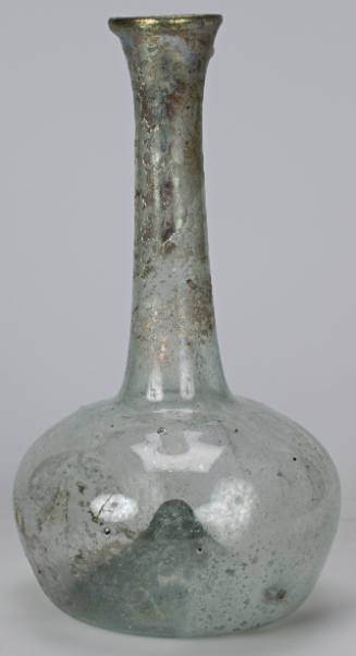 Roman bottle with cylindrical indented base and tall neck