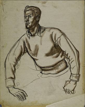 Untitled (Young man from waist up looking forward. Hands and arms stretched forward.)