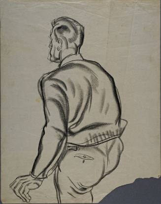 Untitled (Back of a young man. Left arm and hand slightly extended back.)