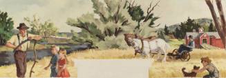 Farm at Harvesting Time, competition sketch for mural, unrealized, for Post Office, Delhi, New York, 48 States Competition