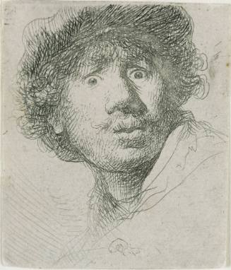 Self-Portrait in a Cap, Wide-Eyed, and Open-Mouthed