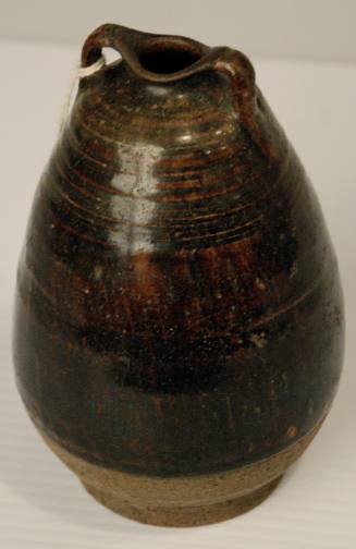 Ovoid jar with  two loop handles and unglazed base