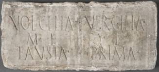 Columbarium plaque for two freedwomen, Volcelia Fausta and Vergilia Prima