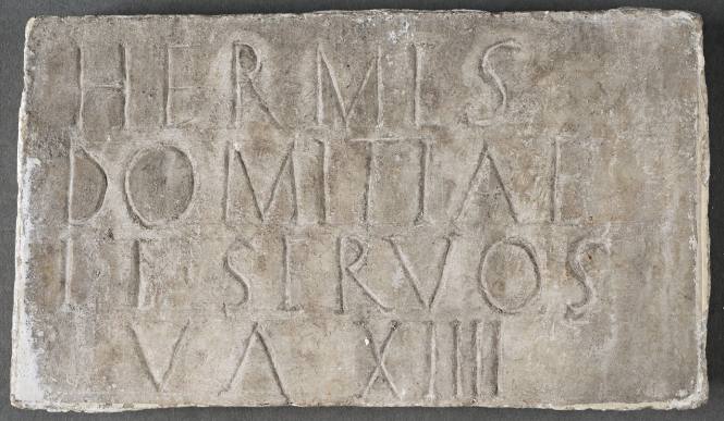 Columbarium plaque for Hermes slave of Domitia