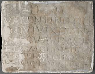 Plaque from a tomb erected by the soldier Aurelius Achilles for his young son Valentinus.