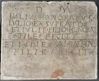 Plaque from a family tomb erected by Julius Honoratus for his son and daughters