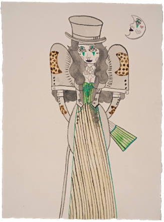 Untitled (green woman with moon)