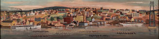 View of Poughkeepsie in 1940, competition sketch for mural, unrealized, Post Office, Poughkeepsie, New York