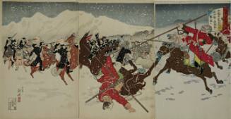 Japanese Cavalry attack Russian Column in Snow