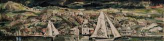 "Poughkeepsie in the 1840s: Evening View," from Section of Fine Arts; study for mural (unrealized), Poughkeepsie, New York, Post Office