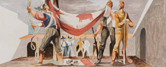 1846, California Becomes an Independent Republic, color sketch for Rincon Annex, Post Office, San Francisco, California