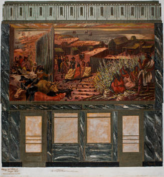 Hempstead Settlers in 1640, sketch for mural, Post Office, Hempstead, New York