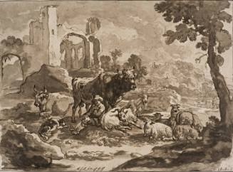 Landscape with Ruins, Shepherds and Grazing Animals