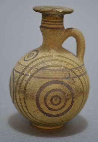 Small handle- ridge jug, white painted ware, decorated with concentric circles