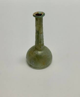 Roman glass: "Candlestick" unguentarium with angular shoulder and flat lip