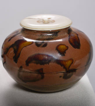 Takatori Tea Jar with splotched glaze