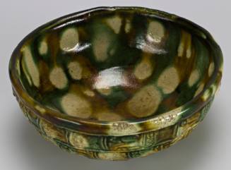 Three color glazed and molded cup