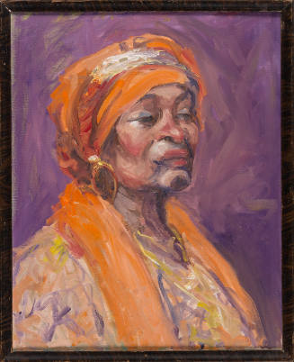 Woman with purple background
