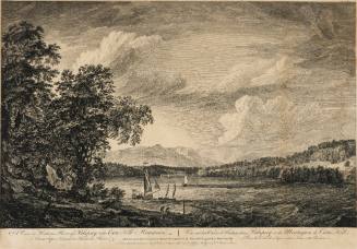 A view in Hudson's River of Pakepsey and the Catts-kill Mountains from Sopos Island in Hudson's River