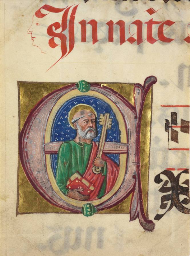 Illuminated page from a manuscript (St. Peter)