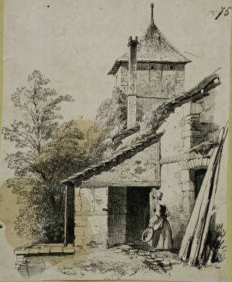 Girl Standing by a Rural House