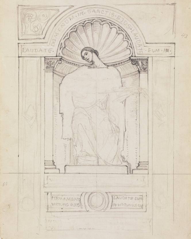 Study for a six panelled screen: Woman with a Musical Instrument