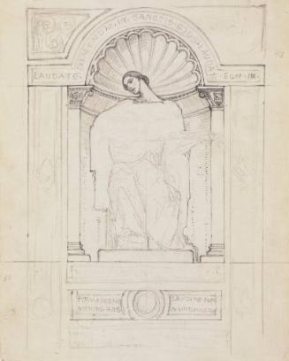 Study for a six panelled screen: Woman with a Musical Instrument
