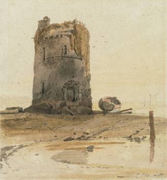 Round Tower on the Seashore, related to the drawings for Prout's Marine Studies (London, 1814) and Marine Sketches (London, 1820)
