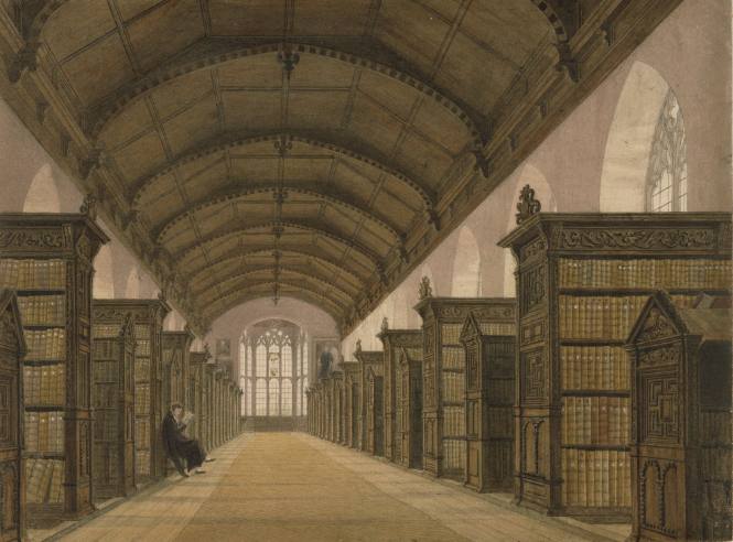 St. John's Library, Cambridge, for William Combe's A History of the University of Cambridge (London, 1815) vol. 2, ill. opp. p. 191