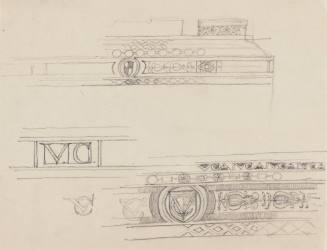 Sketches for Ceiling Beams, Decorated with "VC" Logo