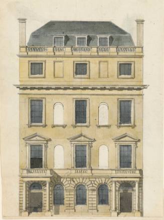 Design for a Pair of Townhouses with a Hipped Roof:  Elevation