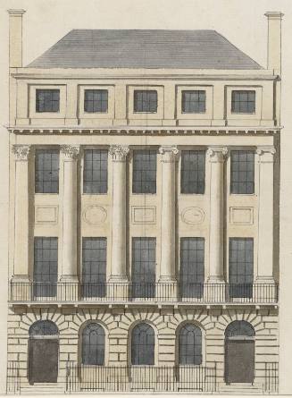 Design for a Pair of Townhouses with Giant Ionic and Composite Orders over a Rusticated Basement: Elevation