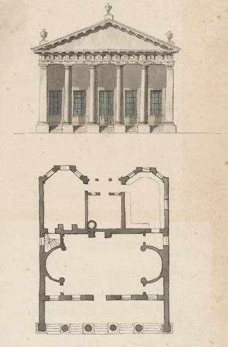 Design for Hexastyle Doric Temple: Plan and Elevation
