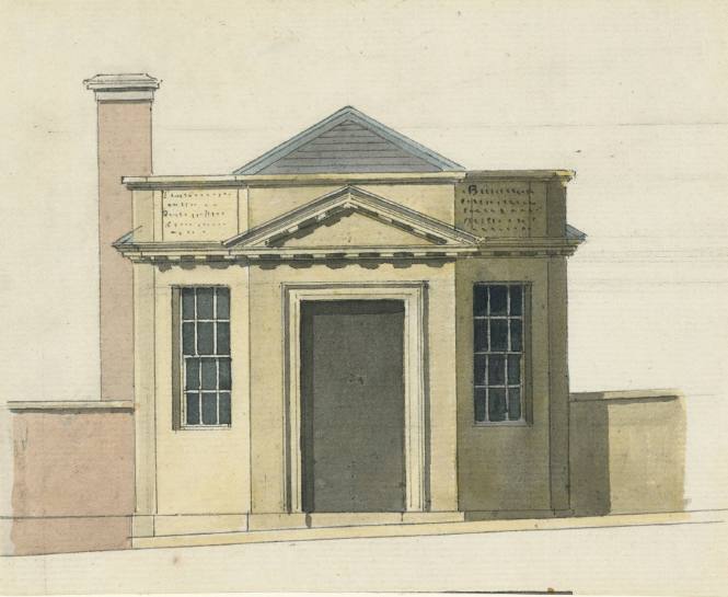 Design for a Keeper's Lodge for Staines Bridge (?), Middlesex: Elevation of a Lodge with a Canted Front