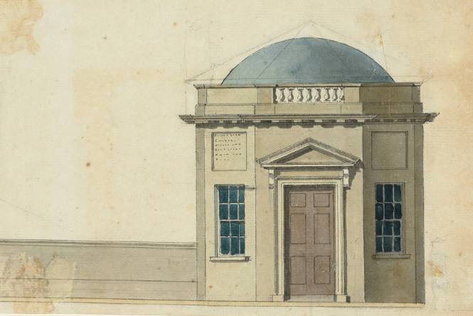 Design for a Toll Lodge to Staines Bridge Midlesex: Elevation of a Polygonal Domed Lodge