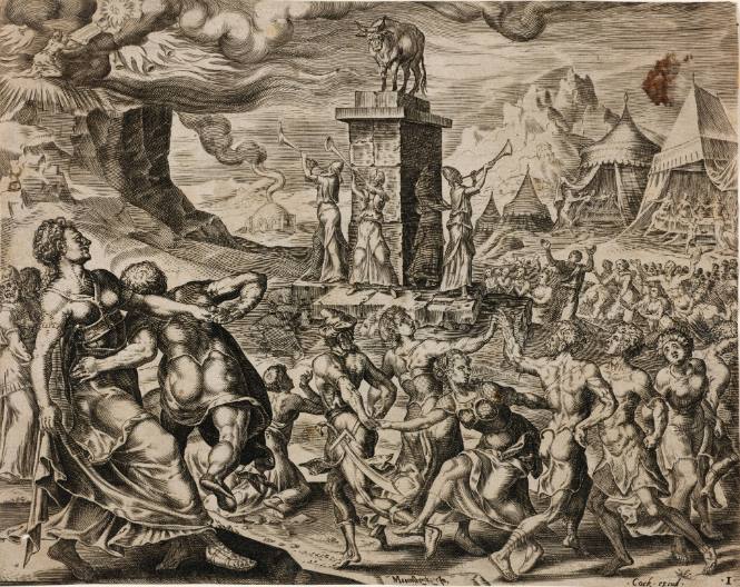 Moses Receiving Ten Commandments and the Israelites Worshipping the Golden Calf