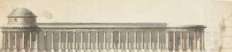 Design for a Public Building Taking the Form of a Colonade Terminated by Domed Rotundas: Elevation