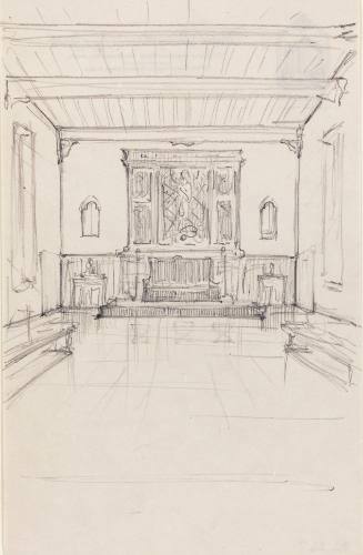Sketch of Alumnae House Room: South Wall