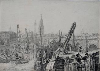 Old London Bridge, for John Britton's Picturesque Antiquities of the English Cities (London, 1830)