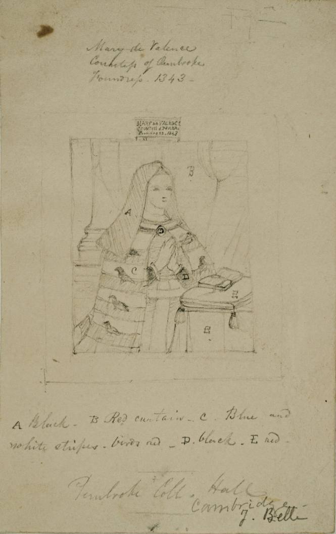 Mary de Valence,Countess of Pembrook, Poundress 1343 in Pembroke College Hall - Cambridge