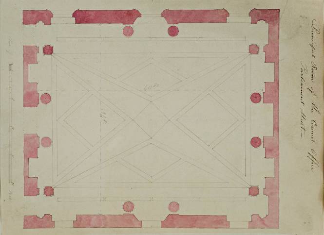 Plan of the Principle Room Council Office, Parliament St.