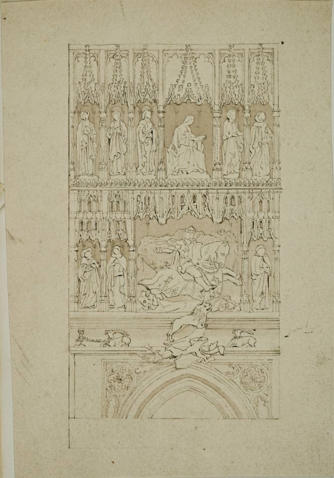 View of Sculpture Decoration on Gothic Building