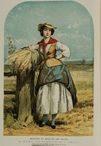 Beauties of England and Wales. "A Reaper" by J. Absolon. Exhibited in the New Water Colour Gallery - The Illustrated London News (May 10, 1856)